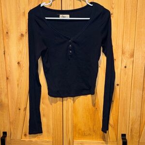 Hollister Navy Long Sleeve Women's Top